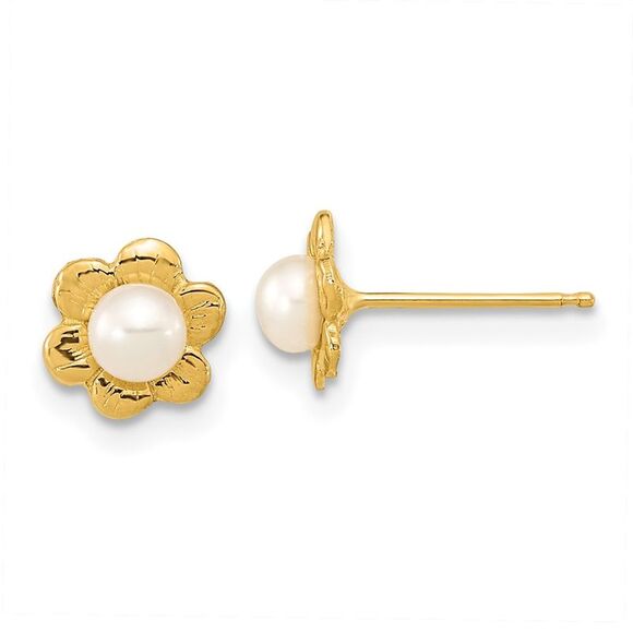 14k Yellow Gold 3-4mm White Button Freshwater Cultured Pearl Post Earrings,All Products : American Fashion Style Bags On Sale
